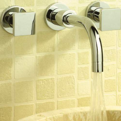 3 Tap hole wall mounted basin mixer. technical image