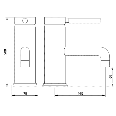 Single lever mono bath filler (chrome) technical image