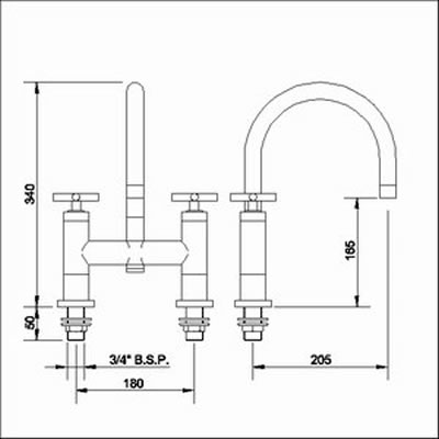 Bath filler with swivel spout. technical image