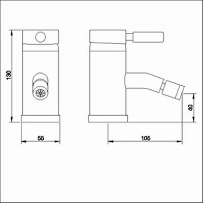 Single lever mono bidet tap + Free pop up waste (gold) technical image