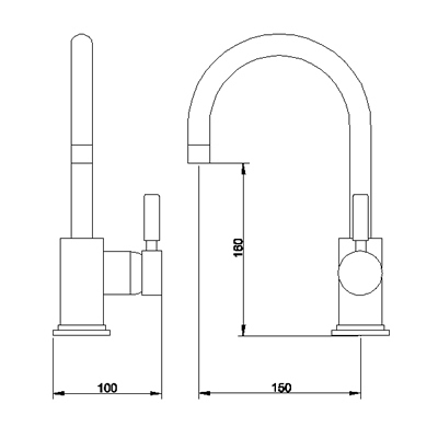 Kitchen tap with side lever (gold) technical image