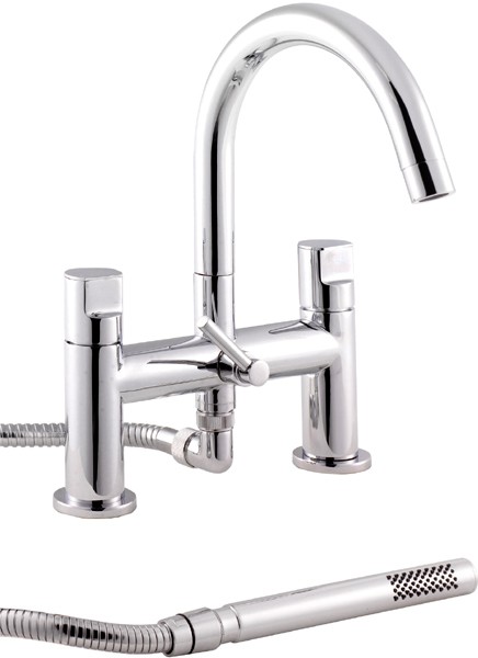 Bath Shower Mixer With Swivel Spout And Shower Kit. technical image
