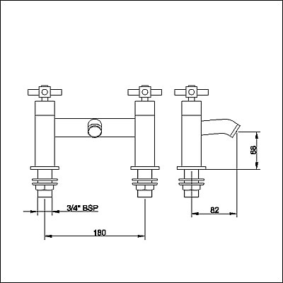 Bath filler tap. technical image