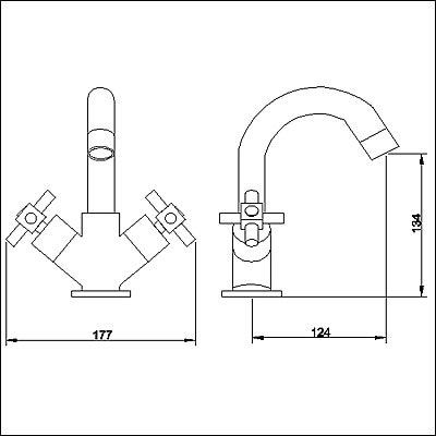 Mono basin mixer with swivel spout and free pop up waste. technical image