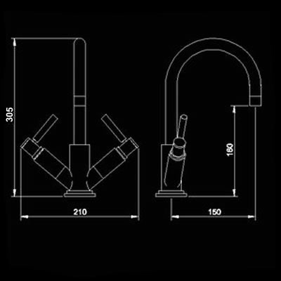 Lever Mono Basin Mixer + Pop Up Waste technical image
