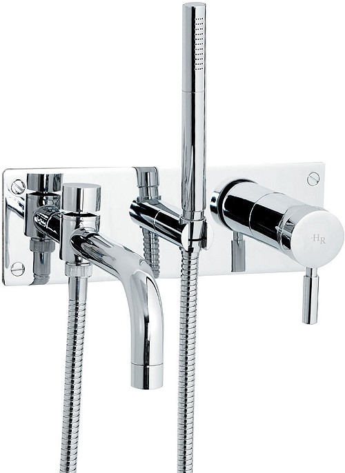 Wall mounted bath shower mixer + shower kit technical image