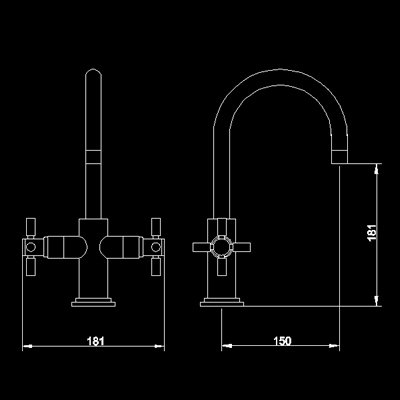 Tec cruciform sink mixer technical image