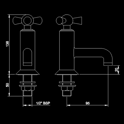 Basin taps (pair) technical image