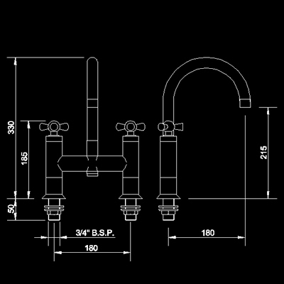 Bath filler with swivel spout technical image
