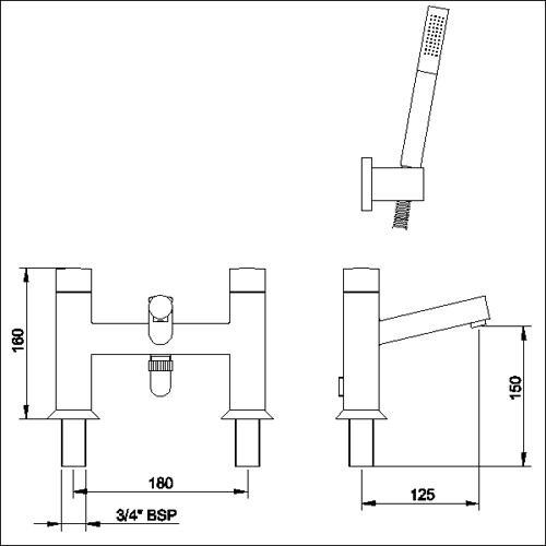Additional image for Bath shower mixer with shower kit