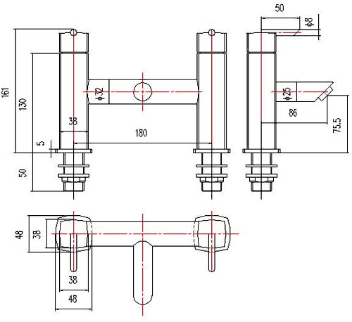 Bath Shower Mixer Tap With Shower Kit. technical image