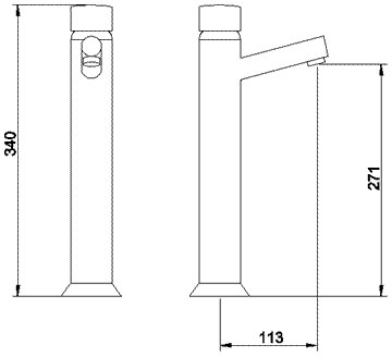 High rise basin mixer technical image