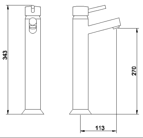High rise basin mixer technical image