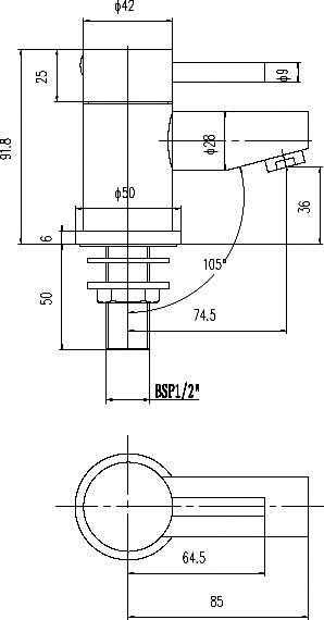 Basin Taps (Pair, Chrome). technical image