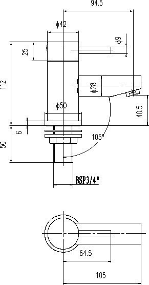 Bath Taps (Pair, Chrome). technical image