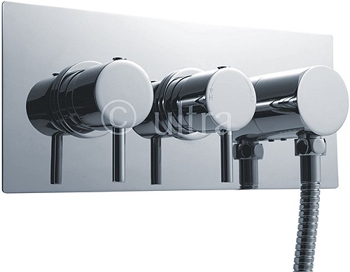 3/4" Twin Thermostatic Shower Valve With Diverter & Outlet. technical image