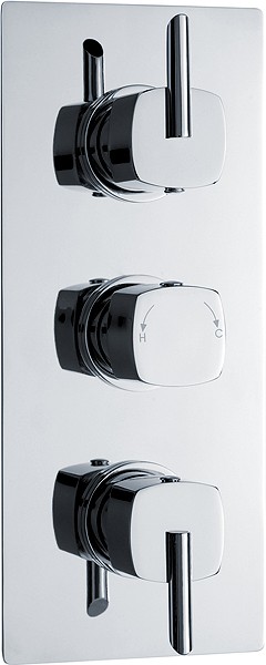 Triple Concealed Thermostatic Shower Valve (Chrome). technical image