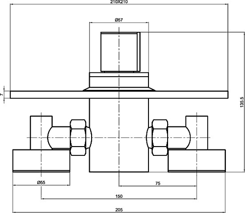 1/2" Concealed Thermostatic Sequential Shower Valve. technical image
