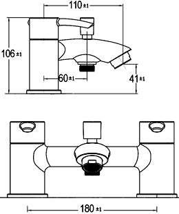 Basin Mixer & Bath Filler Tap Set (Chrome). technical image
