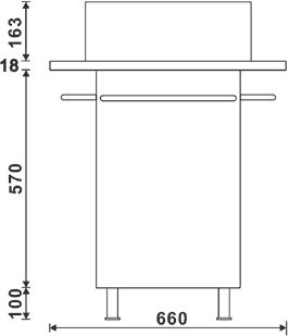 Vanity Unit With Granite Top & Basin. 833x660mm. technical image