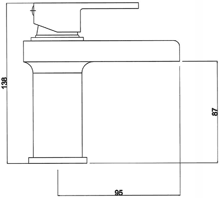 Waterfall Basin Tap (Chrome). technical image