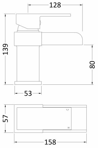 Waterfall Basin & Bath Filler Tap Set (Chrome). technical image