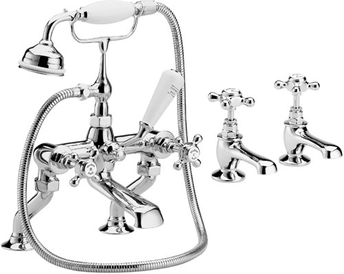 Basin Taps & Bath Shower Mixer Tap Set (Free Shower Kit). technical image