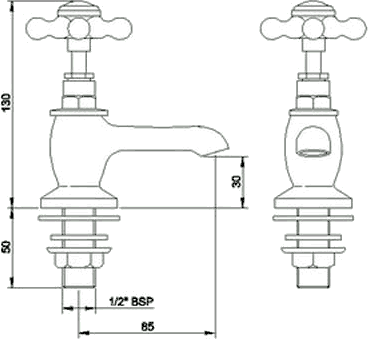 Basin Taps & Bath Shower Mixer Tap Set (Free Shower Kit). technical image