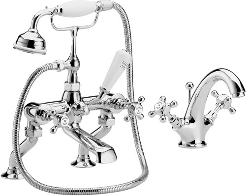 Basin & Bath Shower Mixer Tap Set (Free Shower Kit). technical image