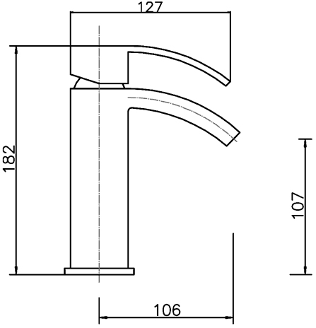 Waterfall Basin Tap (Chrome). technical image