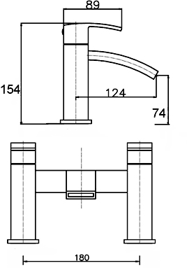 Waterfall Basin Mixer & Bath Filler Tap Set (Chrome). technical image