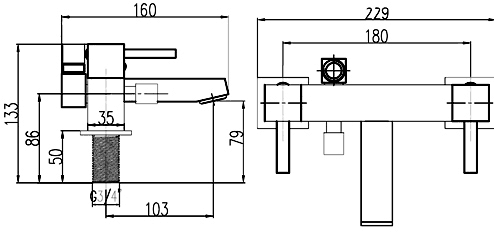 Basin Mixer & Bath Filler Tap Set (Chrome). technical image