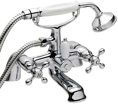 Bath Shower Mixer with Large Handset (Chrome) technical image