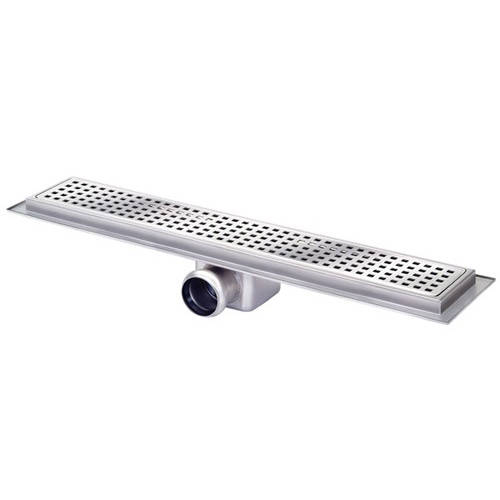 Rectangular Wetroom Shower Channel With Side Outlet. 1000mm. technical image