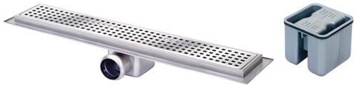 Rectangular Wetroom Shower Channel, Side Outlet. 800x100mm. technical image