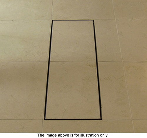 Stainless Steel Wetroom Tile Drain With Frame. 815x200mm. technical image