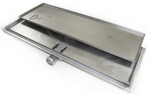 Stainless Steel Wetroom Tile Drain With Frame. 910x300mm. technical image