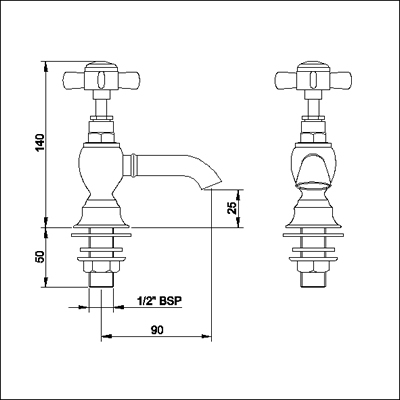 Basin Taps (Chrome) technical image