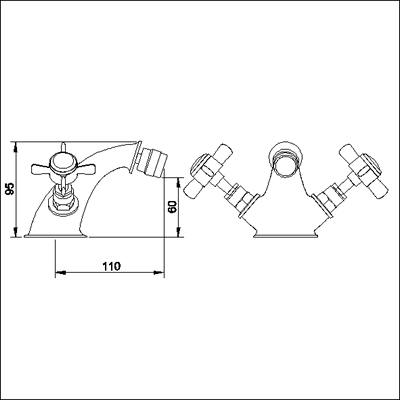 Mono Bidet Mixer & Pop-up Waste (Gold, Special Offer) technical image