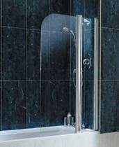 Coram Screens Chrome frameless curved bath screen and inline panel.