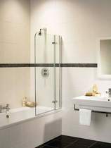 Image Coral silver 2 panel inline bath screen (left handed)