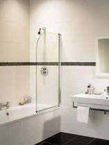 Image Coral silver curved bath screen.