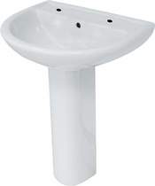 Hydra Basin & Pedestal (2 Tap Holes).  Size 560x445mm.