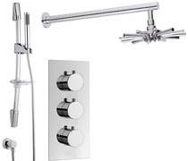 Hydra Showers Triple Thermostatic Shower Set, Slide Rail & Star Head.