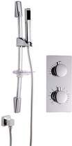 Hydra Showers Twin Thermostatic Shower Valve, Slide Rail & Square Handset.