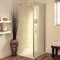 Lakes Italia 800mm Square Shower Enclosure, Pivot Door & Tray (Silver).