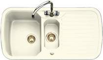Rangemaster RangeStyle 1.5 Bowl Cream Sink With Brass Tap & Waste.
