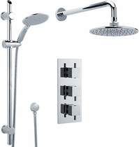Premier Showers Triple Thermostatic Shower Valve, Slide Rail Kit, Head & Arm.