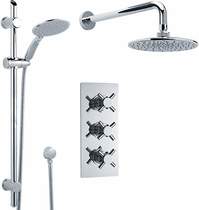 Premier Showers Triple Thermostatic Shower Valve, Slide Rail Kit, Head & Arm.