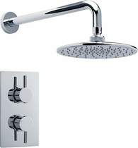 Premier Showers Twin Thermostatic Shower Valve With Round Head & Arm.